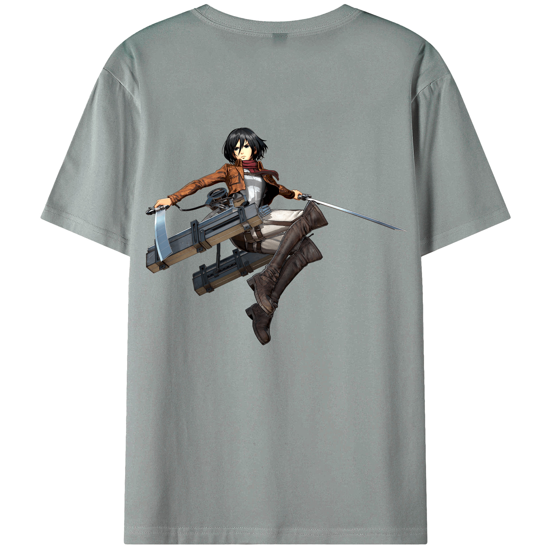 （画像用） 進撃の巨人 ミカサ·アッカーマン Attack on Titan Mikasa Ackerman 綿100％ メンズ半袖Tシャツ（バックプリント） 通気性